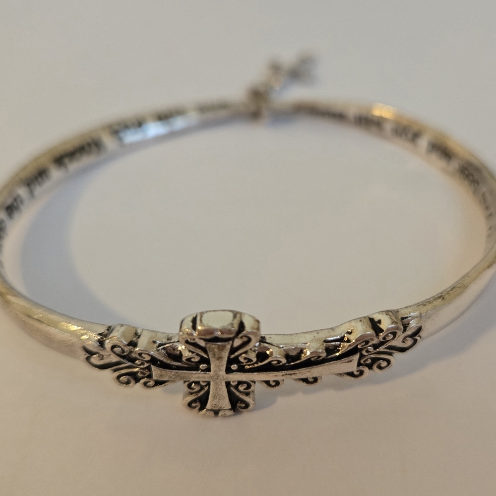 MOBIUS ASK SEEK KNOCK BANGLE BRACELET SILVER-PLATED, Gift Boxed #7 - Picture 15 of 16